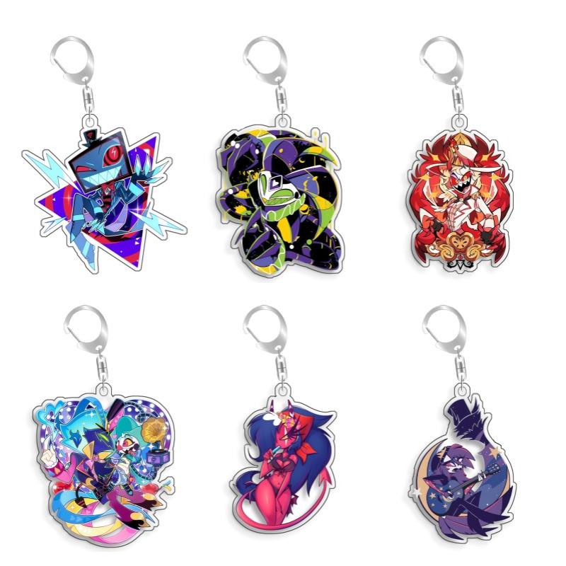 Hazbin Hotel Valention Vaggie Charlie Alastor Vox Homemade Acrylic Keychain Pendant Bag Charms Game 