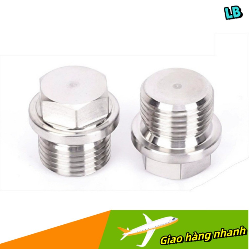 【INOX 304】Nút Bít Lục Giác Ngoài Có Mặt Bích (Flange Head Plug) | Bịt Kín Đầu Ống, Lỗ Ren Áp Lực Cao