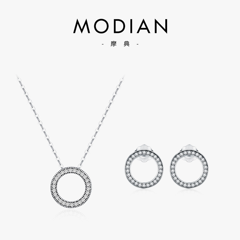 s925Sterling Silver Simple Retro Round Full Diamond Zircon Collarbone Chain Women's Light Luxury Ear