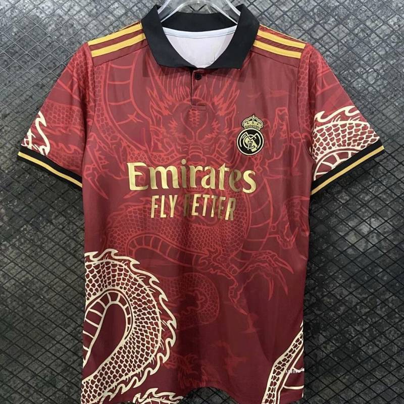 Real Madrid Training Warm-up Dragon Pattern Jersey Short Sleeve T-shirt Football Special Edition Ser