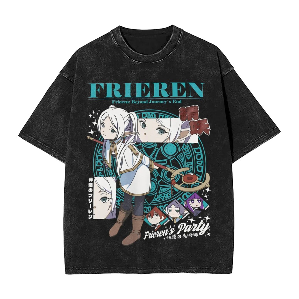 Áo thun ngắn tay 100% cotton cho fan anime Frieren: Beyond Journey's End