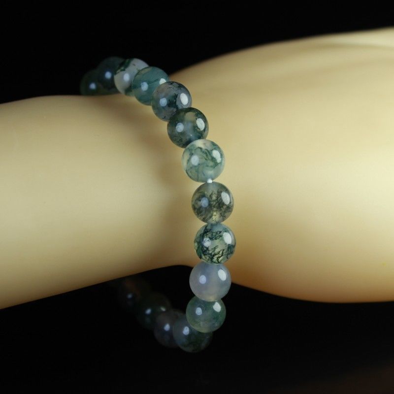 Băng tự nhiên trồng cây cỏ thủy tinh Agate vòng đeo tay nam và nữ Agate vòng đeo tay