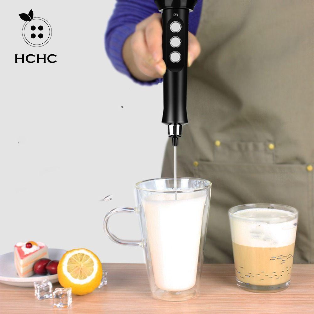 Máy tạo bọt sữa điện HCHC, Máy tạo bọt hoạt động yên tĩnh có thể điều chỉnh 3 tốc độ, Máy trộn trứng nhanh có thể sạc lại USB di động dành cho gia đình