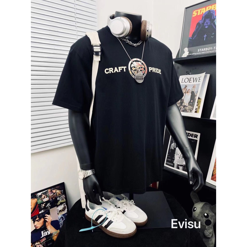 Áo sơ mi cổ điển EVISU dành cho nam/nữ, size 6XL, phù hợp mùa xuân thu