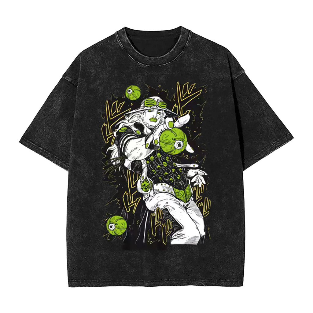 Áo thun ngắn tay 100% cotton hạng nặng với hình ảnh Gyro Zeppeli và Jonathan Joestar từ Steel Ball R