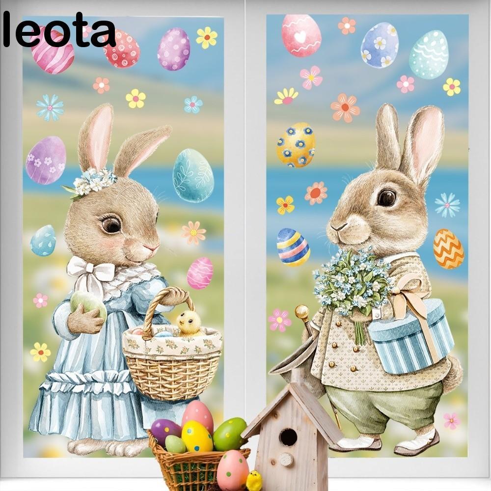 LEOTA Bunny Kính Tĩnh Điện Phim, Có Thể Tháo Rời Tĩnh Hoạt Hình Thỏ Phục Sinh Cửa Sổ Dán, PVC Sáng T