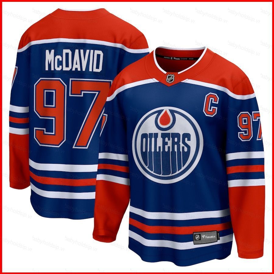 Áo jersey nhà đội Edmonton Oilers dài tay cho người hâm mộ, size lớn