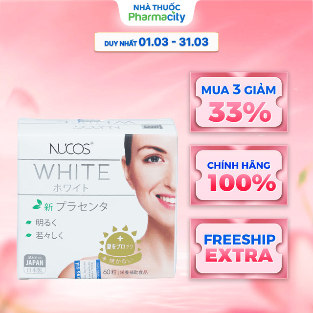 Viên uống Nucos hỗ trợ sáng da dành cho nữ White (Hộp 60 viên)