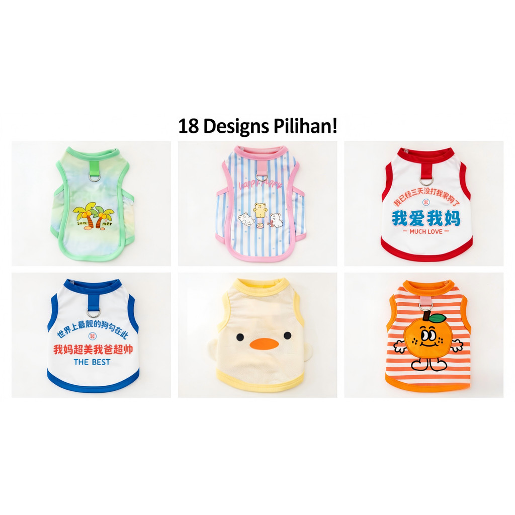 Áo Vest lưới mùa hè Baju Anjing Kucing có kẹp dây xích || Baju Haiwan Peliharaan Bernafa | Áo Vest t