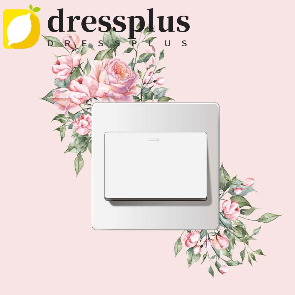 DRESSPLUS Flower Switch Sticker, Plant Flower Green Leaves Plants Sticker, Elegant PVC Wall Art Not 