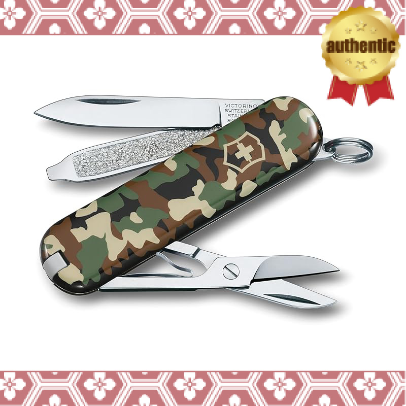 VICTORINOX Classic SD Camouflage Small Swiss Army Knife - Multi-functional Knife for Outdoor Camping