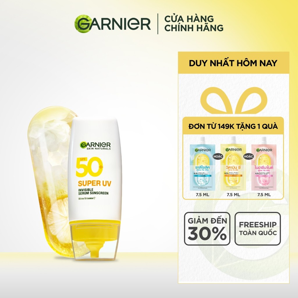Kem chống nắng Garnier phổ rộng bảo vệ mạnh mẽ dễ chịu trên da SPF 50+ | PA++++ 30ML