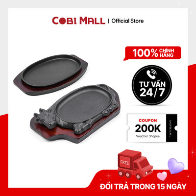 Đĩa Gang Nướng Bít Tết Kèm Đế Gỗ Chống Nóng – Bền Đẹp, Giữ Nhiệt Tốt – Cobi Home