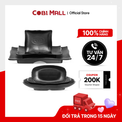 Đĩa Nhựa TP Melamine 2 Ngăn Chống Bám Mùi, Màu Đen – Cobi Home
