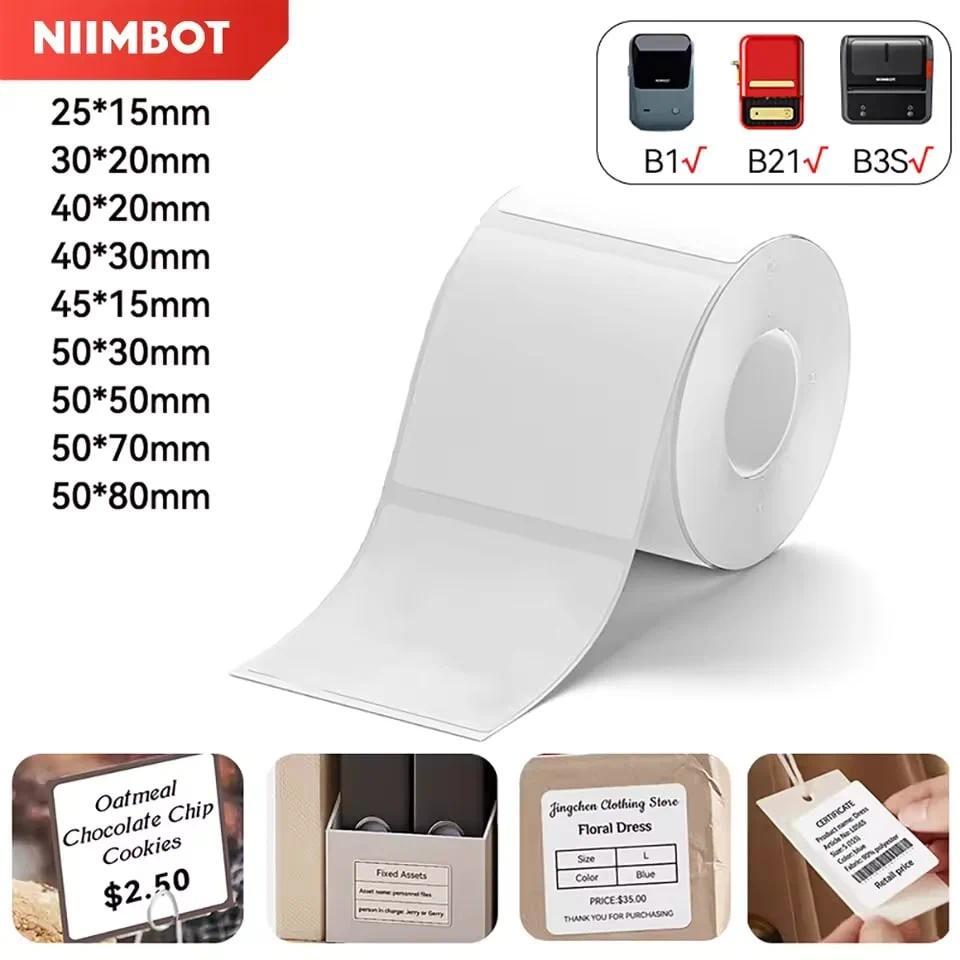 Niimbot 1 Cuộn B1 Miếng Dán Trắng Giấy Chống Thấm Nước Dính Nhãn Trắng Chống Dầu Cho B1 B21 Mini Di 