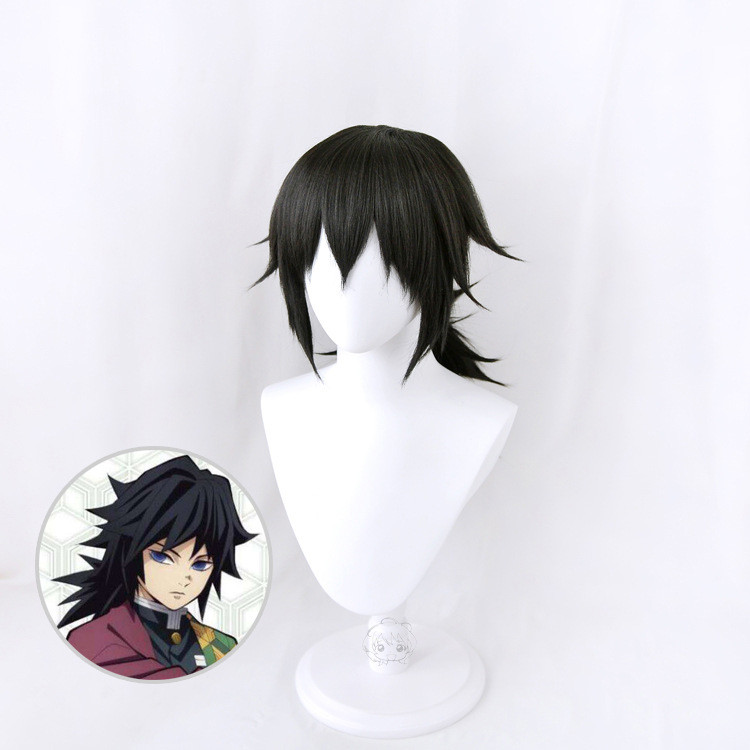 Tóc giả cosplay Tomioka Giyuu Demon Slayer - Dài đen chịu nhiệt tổng hợp