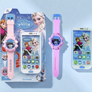 Công Chúa Elsa Đồ Chơi Điện Thoại Di Động Trẻ Em Chiếu Mẫu Giáo Elsa Dạ Quang Âm Nhạc Đồng Hồ Điện Tử Frozen Quà Tặng