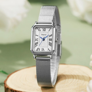 Đồng hồ nữ vuông cổ điển Lưới thép cao cấp dành cho nữ có khả năng cao Đồng hồ nữ sinh viên phong cách trung cổ 3.10 B
