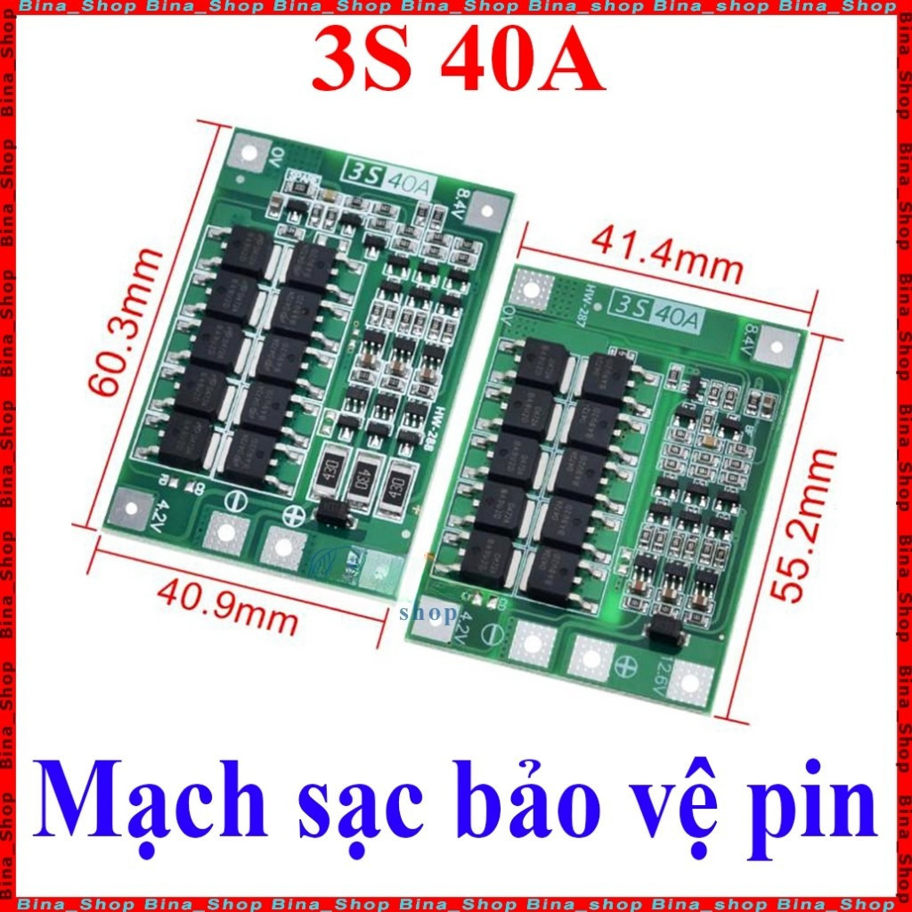 Mạch 3s 40A. Mạch bảo vệ pin 3s 12,6V. .Bảo vệ quá sạc