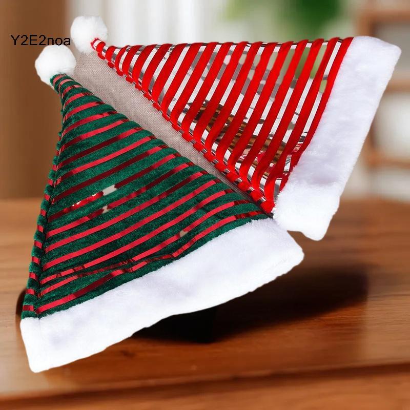 Y2E2noa Mũ Giáng Sinh Với Sọc Sáng Bóng Đỏ & Xanh Nhung Ông Già Noel Mũ Lễ Hội Mũ Trang Trí HOT