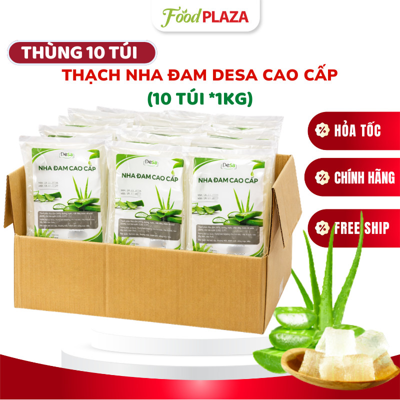 (Sỉ Thùng 10 Gói) Thạch Nha Đam Cao Cấp DESA 1Kg, Giòn Ngon Thanh Mát 100% Từ Nha Đam Tươi