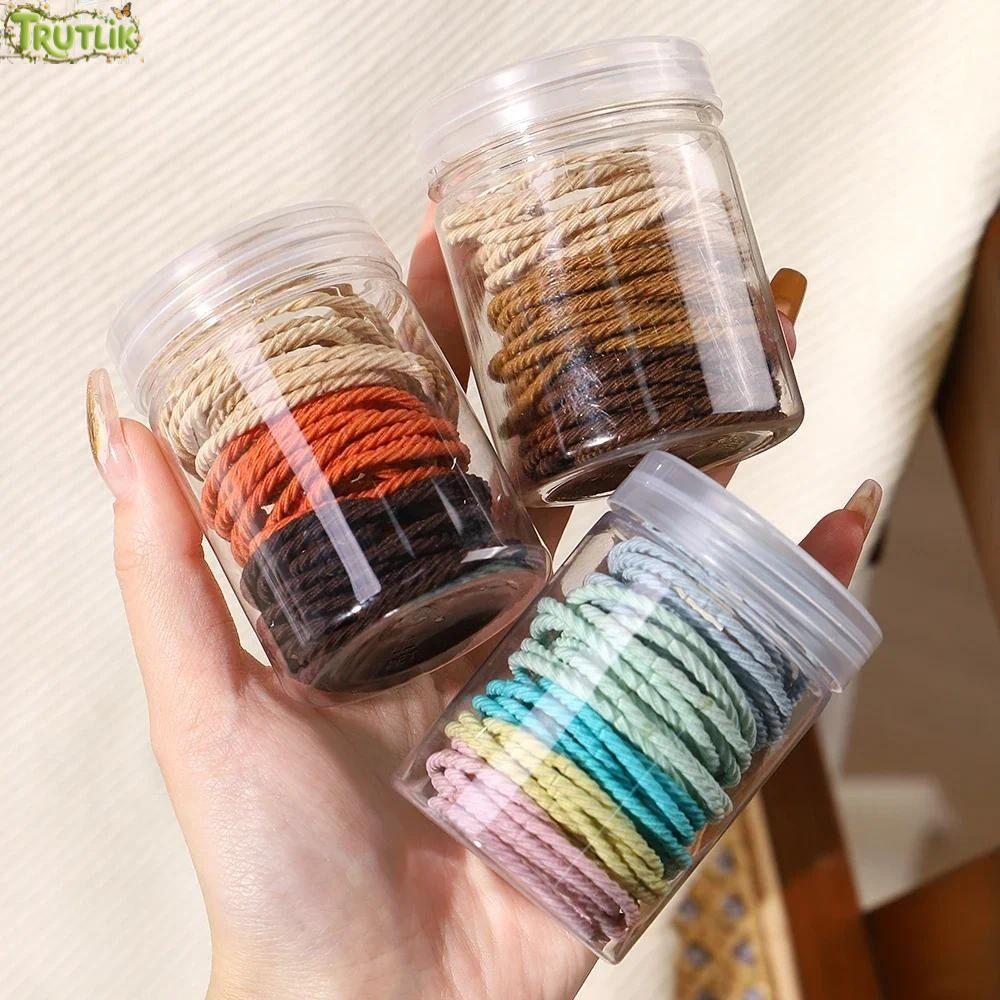 TRUTLIK 50 Dây Buộc Tóc, Dây Buộc Tóc Co Giãn Mạnh, Dây Buộc Tóc Twill Màu Kẹo Dễ Thương