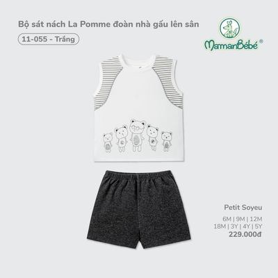 Bộ sát nách La Pomme đoàn nhà gấu lên sân - Sợi Petit Soyeu thoáng mát – Bé trai - 6M - 5Y