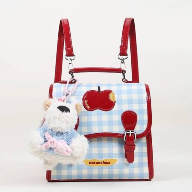 Cute Puppy Backpack Red Apple Student Schoolbag Travel Backpack NRBt