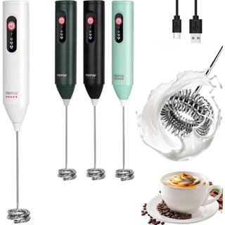 Máy tạo bọt sữa có thể sạc lại 3 tốc độ cho cà phê, nướng & trứng - Sạc nhanh USB, Cây đũa phép tạo bọt di động để tạo bọt hoàn hảo mọi lúc! (Trắng, 3 tốc độ & USB có thể sạc lại)