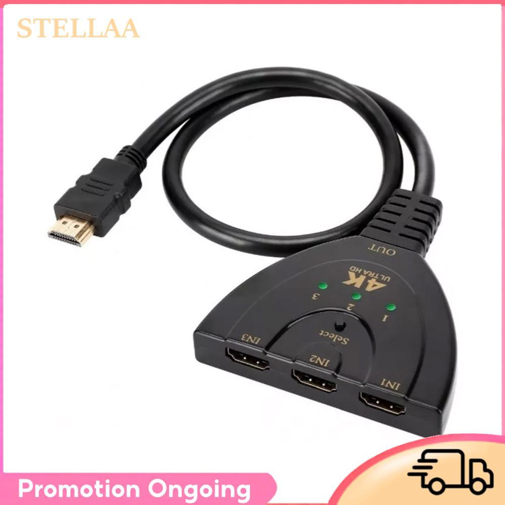 Stellaa Stellaa Bộ chia HDMI 3 trong 1 ra 4K cho cổng HDTV Video có đèn báo trạng thái DVD STB PC DV