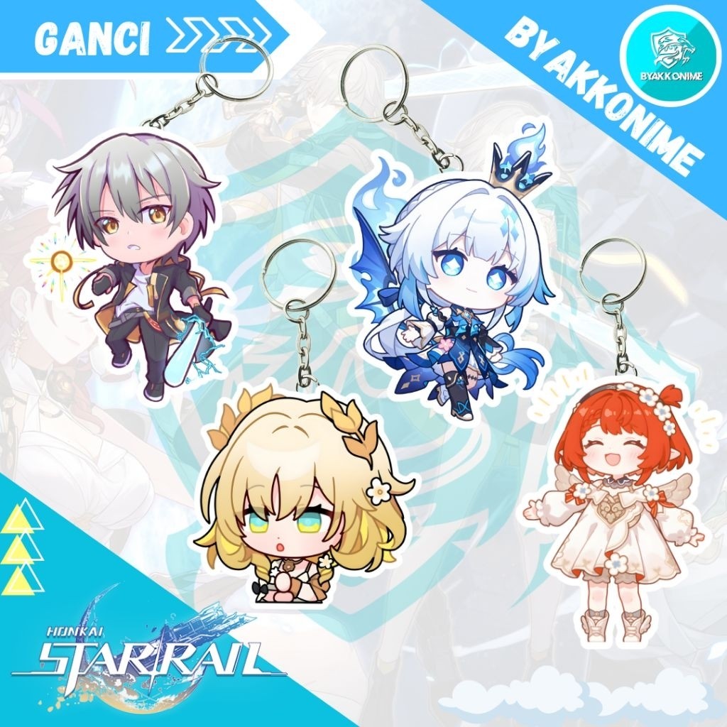 Keychain Acrylic Anime Game Honkai Star Rail - Caelus, Cerydra, Aglaea, Tribbie Ganci Anime Akrilik