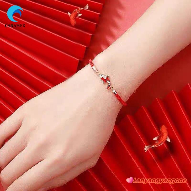 Couple's Valentine Gift - Vòng Tay Dây Bện Hình Cá Koi Màu Đỏ