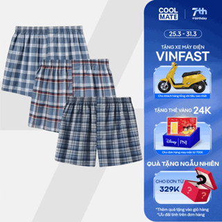 Combo Pack 3 quần mặc nhà Boxer short Coolmate basics kẻ sọc [MÀU NGẪU NHIÊN]