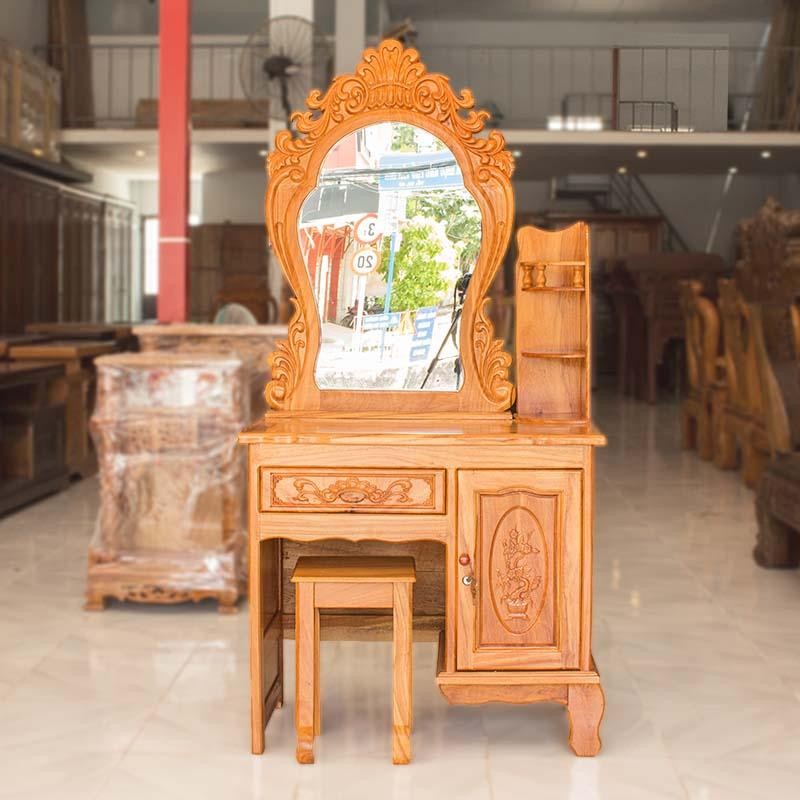 Bàn trang điểm gỗ gõ 80cm - đồ gỗ thắng thơm