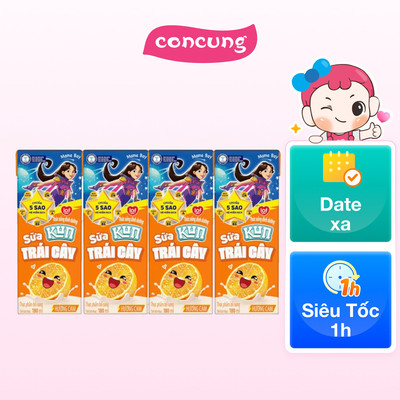 Sữa trái cây Kun hương cam 180ml (lốc 4 hộp)