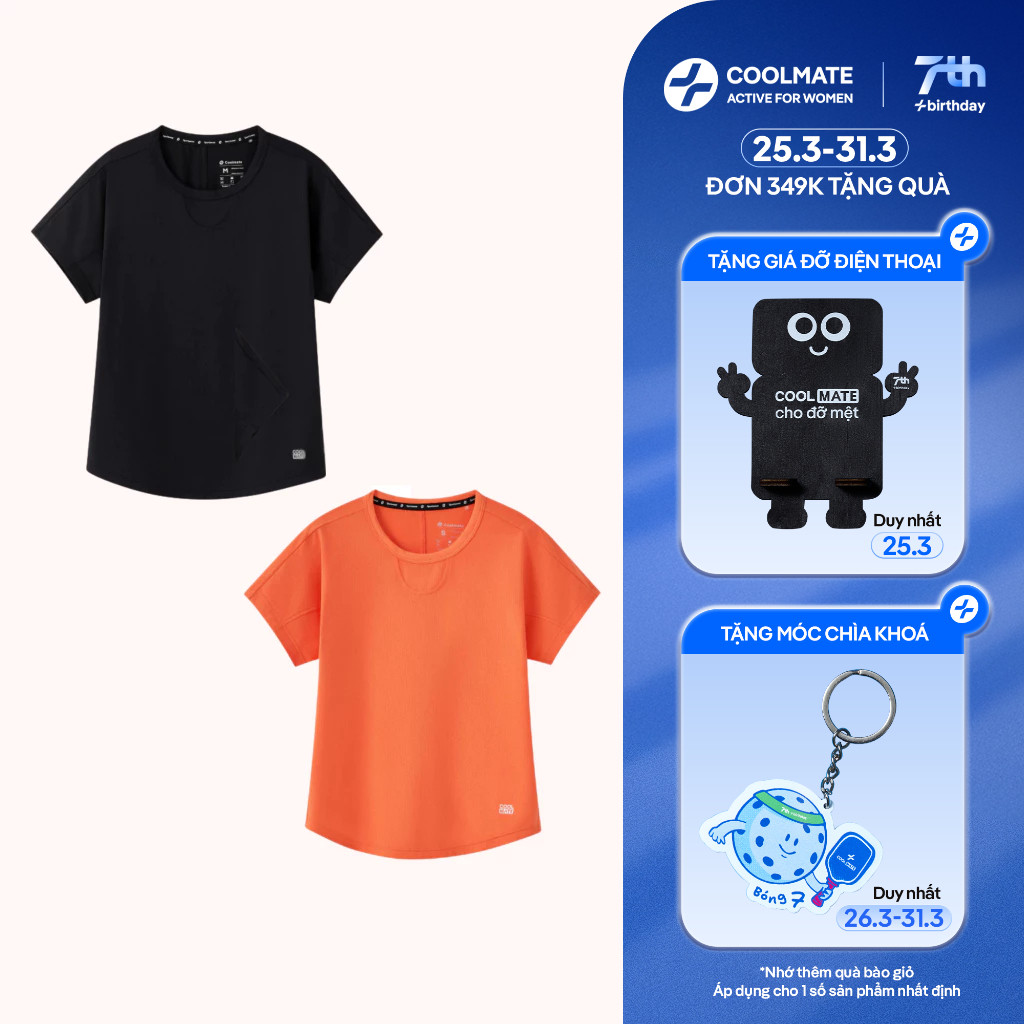[ĐƠN 349K TẶNG QUÀ] Combo 2 áo thể thao nữ Slim Tee co giãn, thoáng mát - Coolmate Active For Women