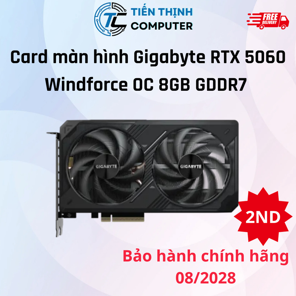 VGA Card màn hình NVIDIA GeForce RTX 5060, 5060Ti Gigabyte WindForce 8GB | Bảo hành  08/2028 hàng 99