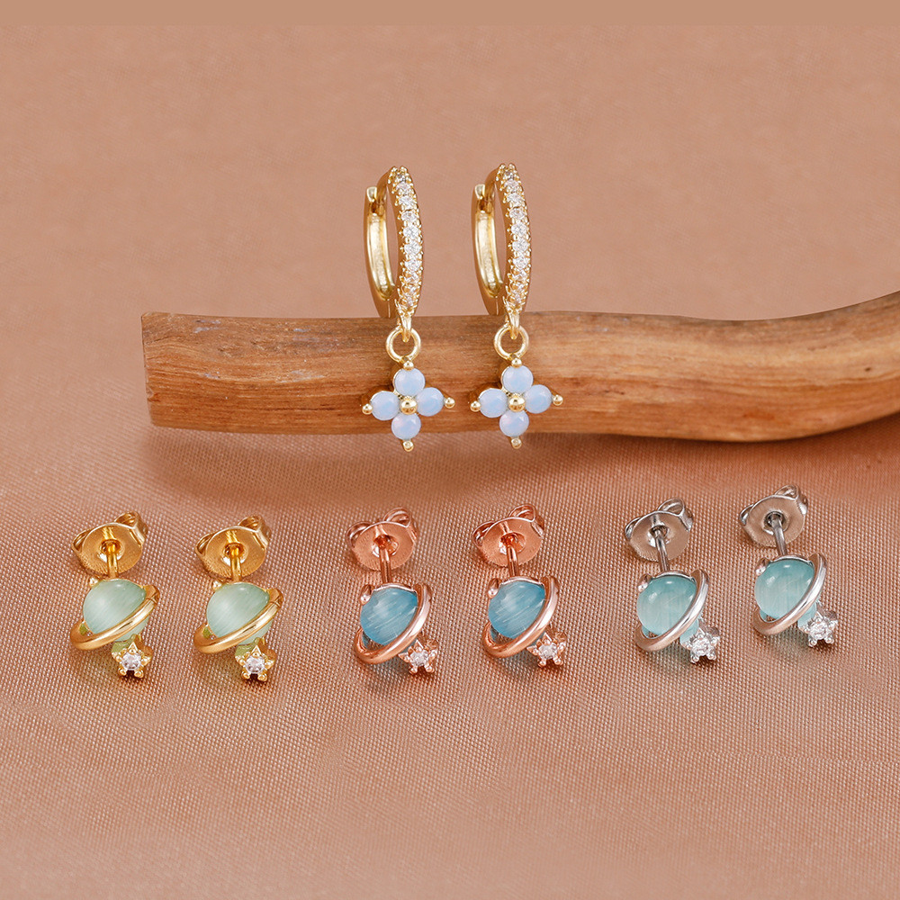 Zircon Đồng Hoa Bông Tai Shanke Zircon Opal Bông Tai Bông Tai Bông Tai Bông Tai Bông Tai 26.3.24