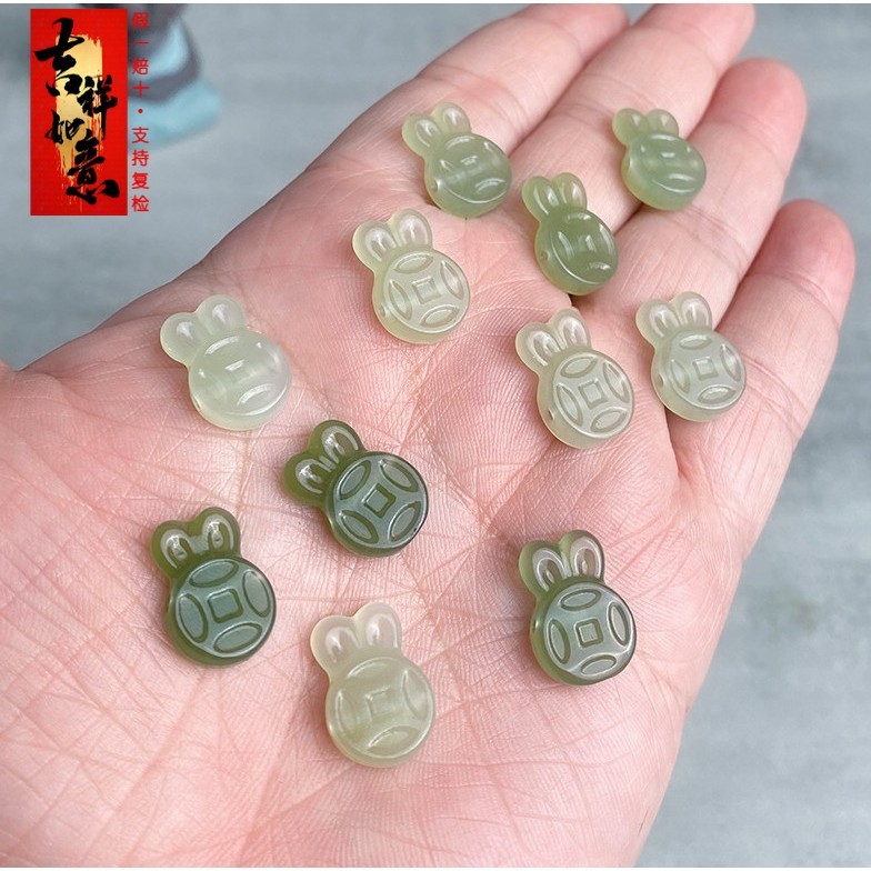 Nhà máy Bán Hàng Trực Tiếp (2 Chiếc) Ngọc Hetian Tự Nhiên Hoạt Hình Hetian Ngọc Thỏ Vòng Tay Vòng Ta