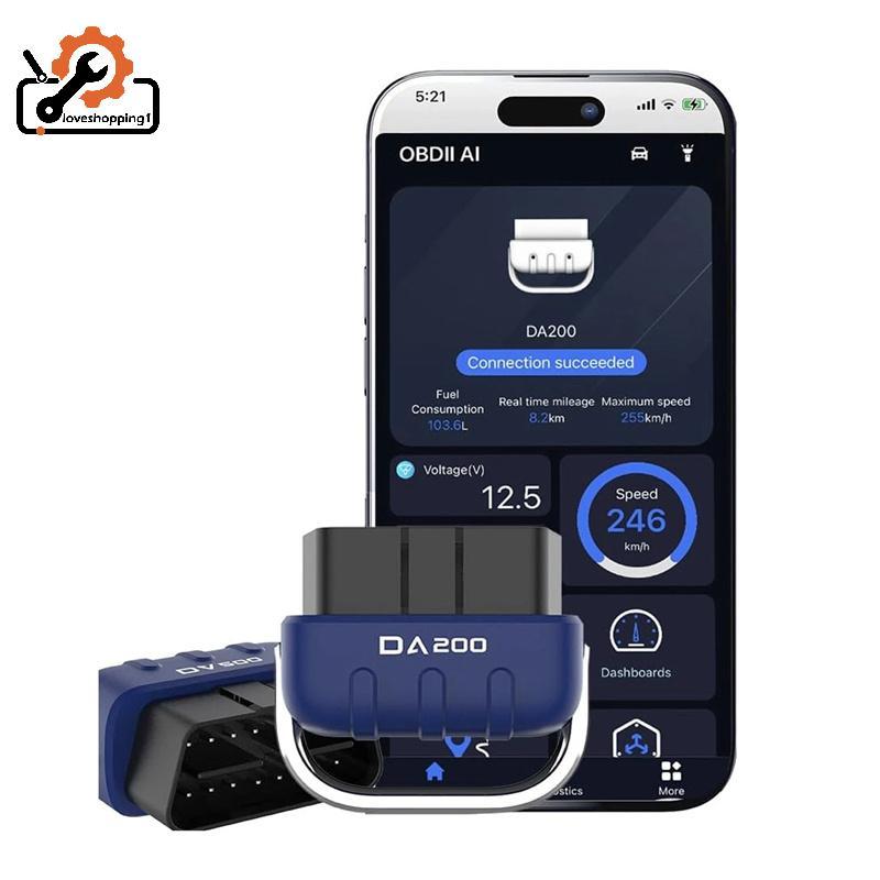 [LOV] Dụng cụ chẩn đoán ô tô có thể gập lại Mã lỗi xóa AI 2 Máy quét DA200 O2 Đầu đọc mã kiểm tra cả