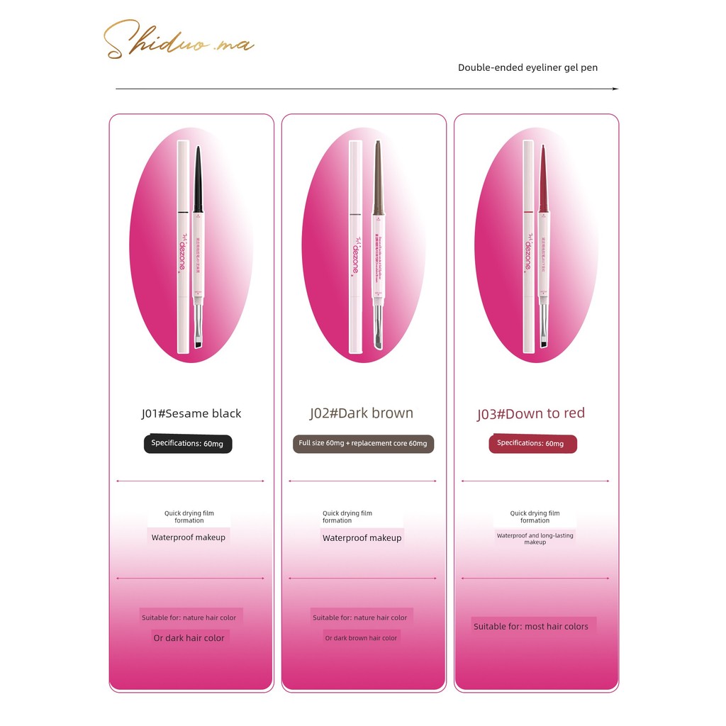 bút kẻ mắt chì kẻ mắt Một kiểu dángBút Gel kẻ mắt hai đầu DEZONE DEZONE Ổ cắm nước mịn không dễ nhòe