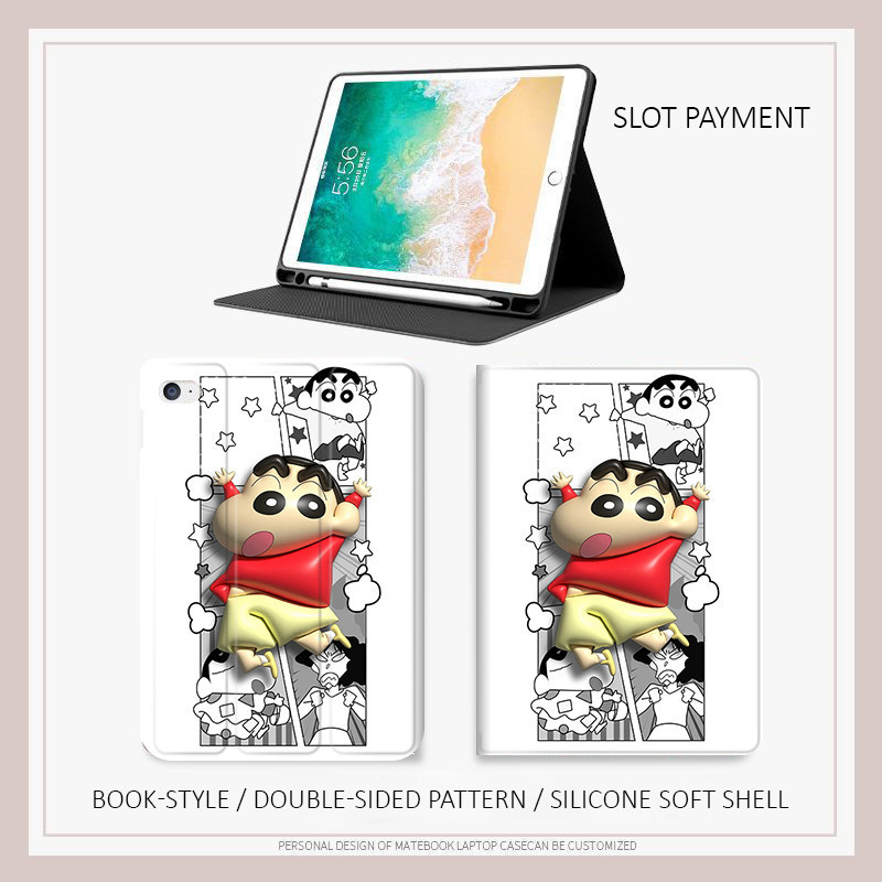 Bao da iPad crayon shin-chan cartoon - Ốp lưng gấu ôm cho Air 4/5/6 M3, iPad Gen 11 A16 - Chống sốc,