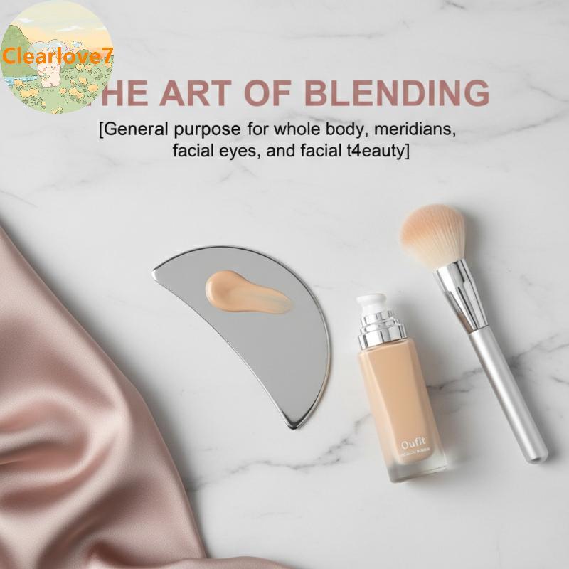 Clearlove Thép không gỉ Guasha Cạp Có Túi Da Pu Thìa Kim Loại Máy Mát Xa Mặt Làm Đẹp Da Mặt Dụng Cụ 