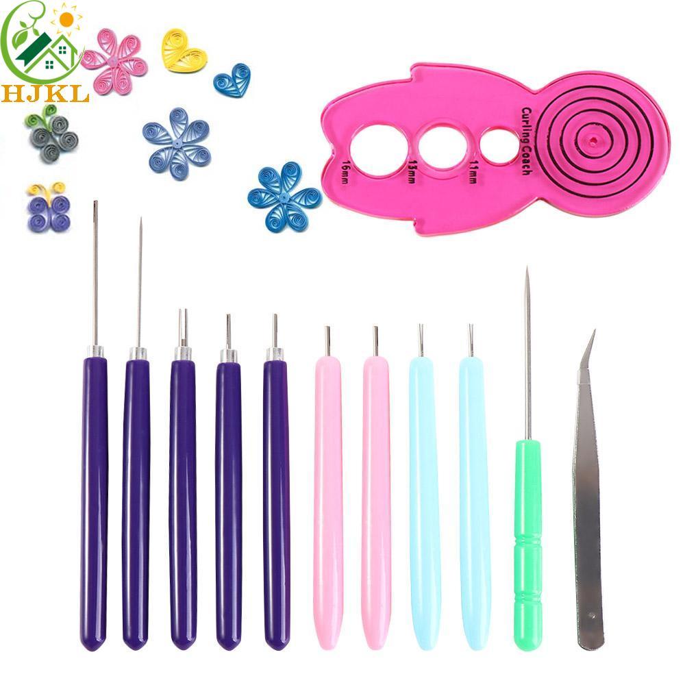 HJKL 12 Bộ Kim Quilling, Quilling Có Rãnh Bút Giấy Uốn Giấy Dụng Cụ Quilling, Dải Giấy Nhiều Kích Th