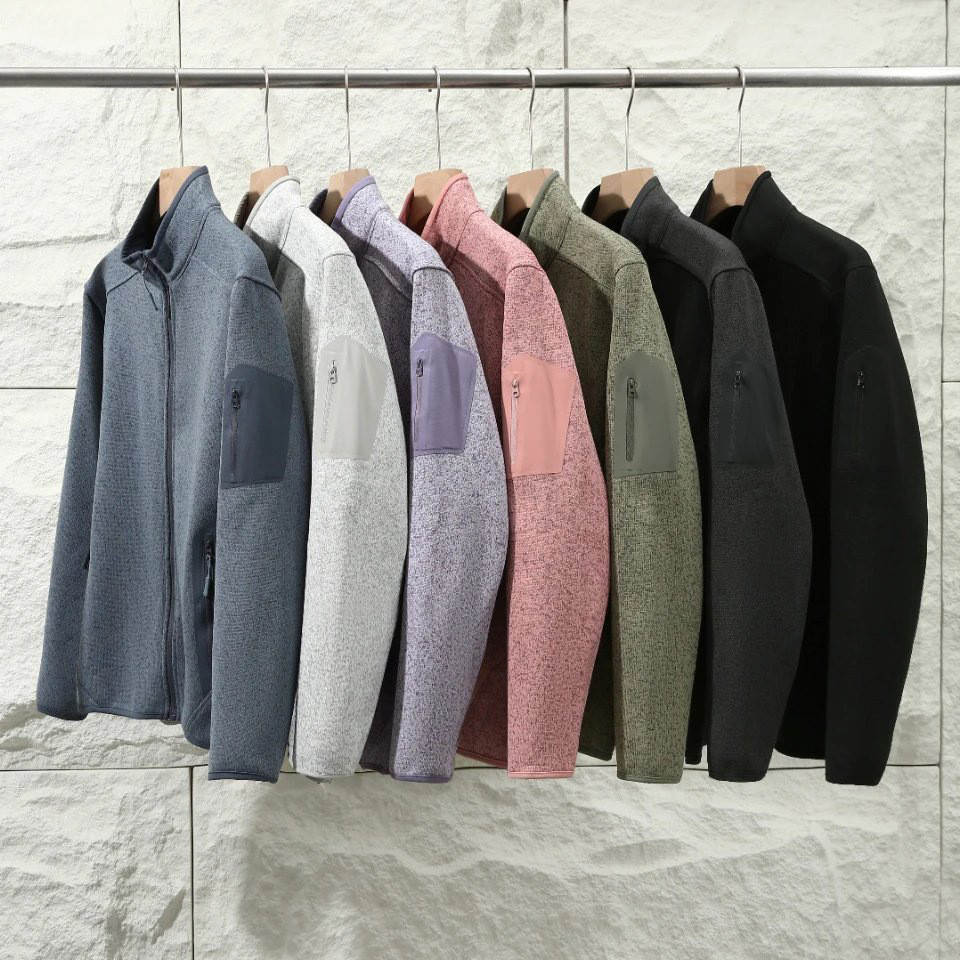 Autumn and winter warm stand-up collar fleece jacket, fleece-lined sweatshirt, knitted cardigan coat