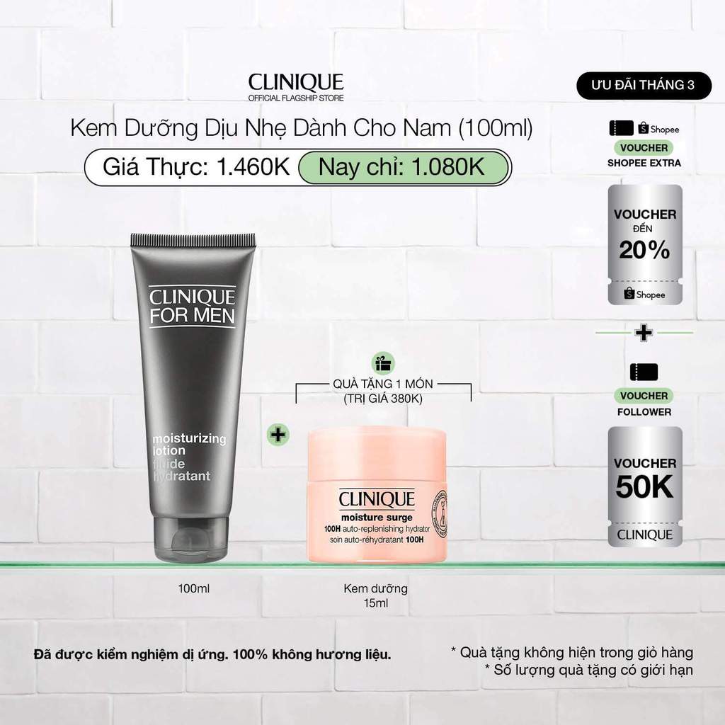 Kem dưỡng dịu nhẹ và cung cấp độ ẩm suốt ngày dành cho nam Clinique For Men Moisturizing Lotion 100m