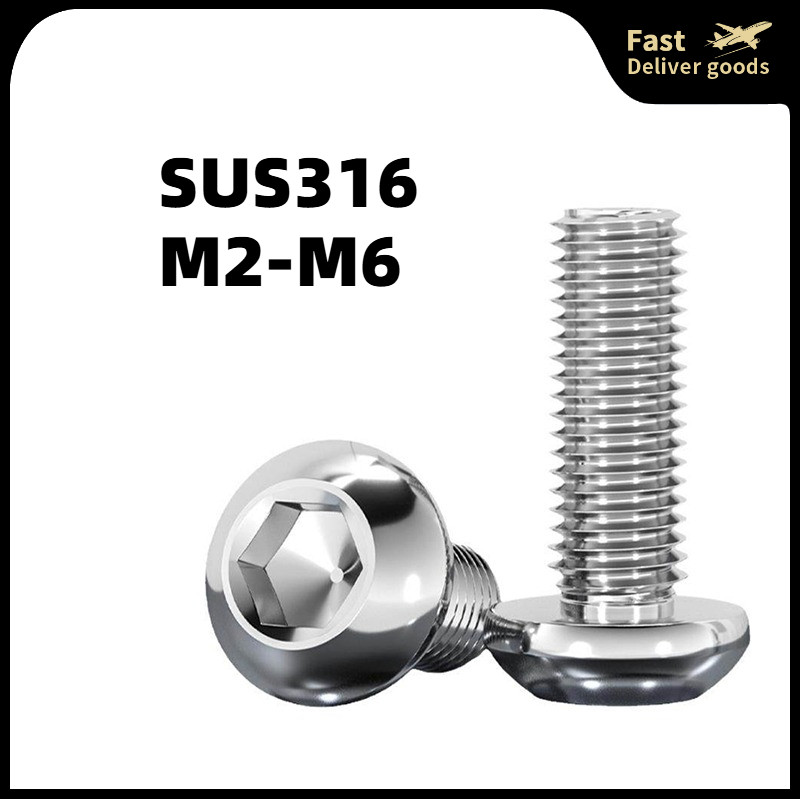 316 thép không gỉ tròn đầu Pan Head bên trong Hex vít đinh nửa vòng  M2 / M2.5 / M3 / M4 / M5 / M6 
