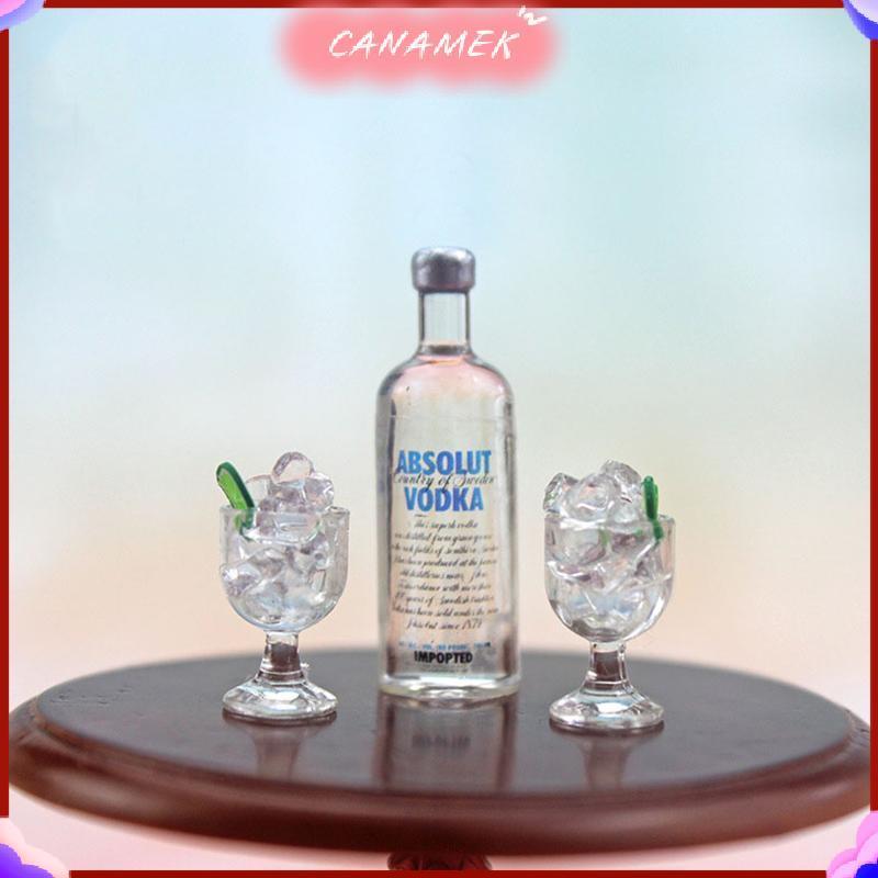 CANAMEK 3 Nhà Búp Bê Mini Nhựa Vodka Chai Thủy Tinh Bộ Mô Phỏng Đồ Chơi Mô Hình CSF