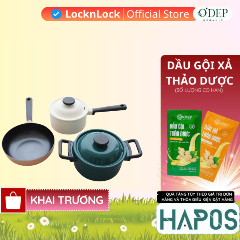 Bộ nồi chảo sâu lòng LocknLock 3 món Decore  LDE1181IHS01 - HAPOS HBE
