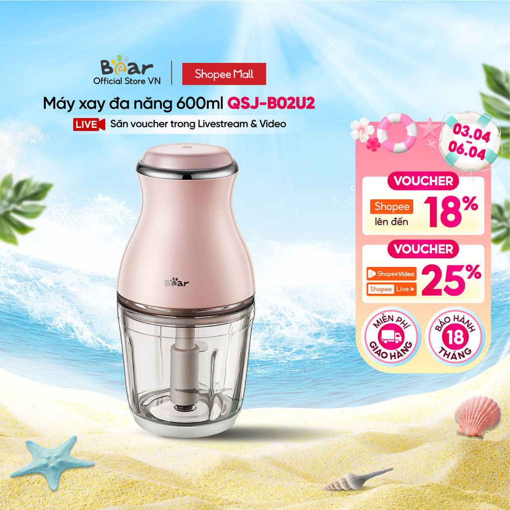 Máy Xay Thực Phẩm Đa Năng Bear 0.6L B02U2/B02X5 - Hàng Chính Hãng